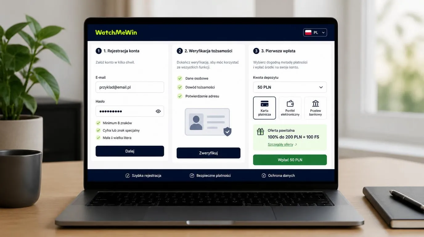 Panel kasjera w PLN z wyborem karty, portfela elektronicznego, przelewu i kryptowaluty